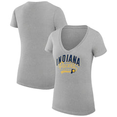 Indiana Pacers G-III 4Her by Carl Banks Women's Super-Slim Fit Lightweight Filigree Logo V-Neck T-Shirt Heather Gray - NBA