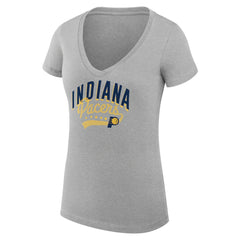 Indiana Pacers G-III 4Her by Carl Banks Women's Super-Slim Fit Lightweight Filigree Logo V-Neck T-Shirt Heather Gray - NBA