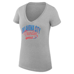 Oklahoma City Thunder G-III 4Her by Carl Banks Women's Super-Slim Fit Lightweight Filigree Logo V-Neck T-Shirt Heather Gray - NBA