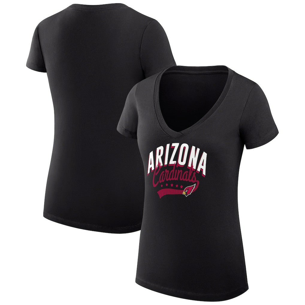 Arizona Cardinals G-III 4Her by Carl Banks Women's Super-Slim Fit Lightweight Filigree Logo Lightweight V-Neck T-Shirt – Black | NFL