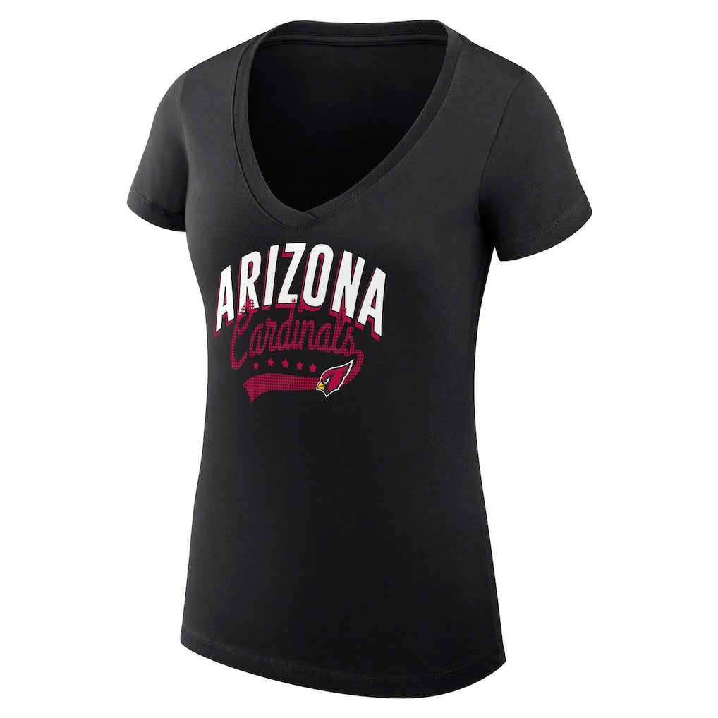 Arizona Cardinals G-III 4Her by Carl Banks Women's Super-Slim Fit Lightweight Filigree Logo Lightweight V-Neck T-Shirt – Black | NFL