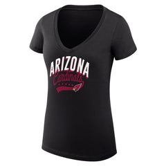 Arizona Cardinals G-III 4Her by Carl Banks Women's Super-Slim Fit Lightweight Filigree Logo Lightweight V-Neck T-Shirt – Black | NFL