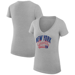 New York Giants G-III 4Her by Carl Banks Women's Super-Slim Fit Lightweight Filigree Logo Lightweight V-Neck T-Shirt – Heather Gray | NFL