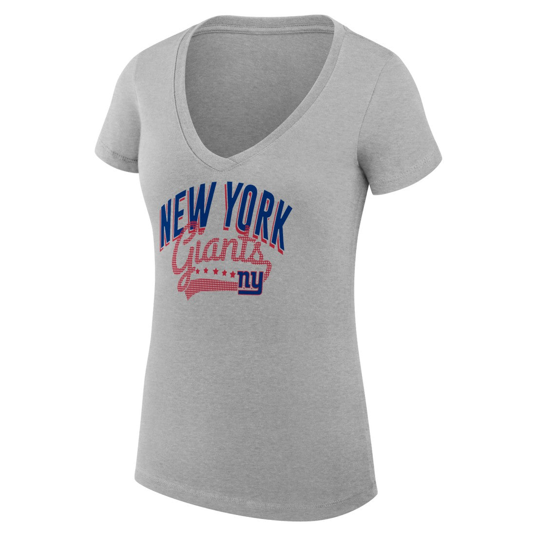 New York Giants G-III 4Her by Carl Banks Women's Super-Slim Fit Lightweight Filigree Logo Lightweight V-Neck T-Shirt – Heather Gray | NFL