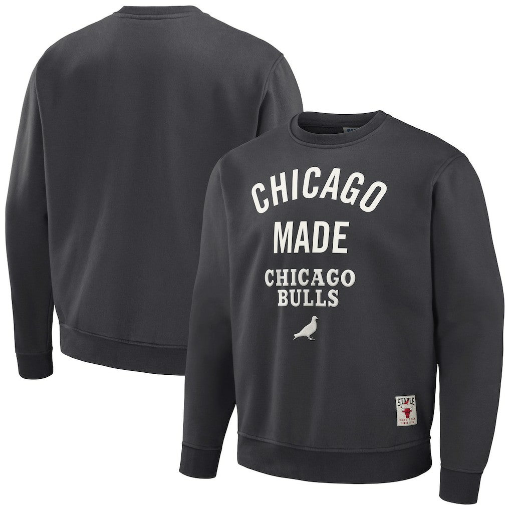Chicago Bulls NBA x Staple Plush Pullover Sweatshirt Anthracite - NBA