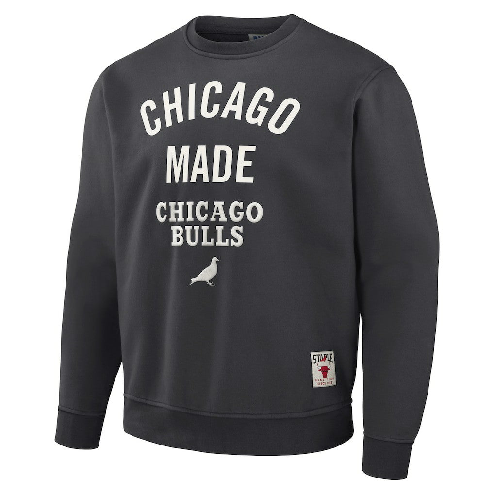 Chicago Bulls NBA x Staple Plush Pullover Sweatshirt Anthracite - NBA