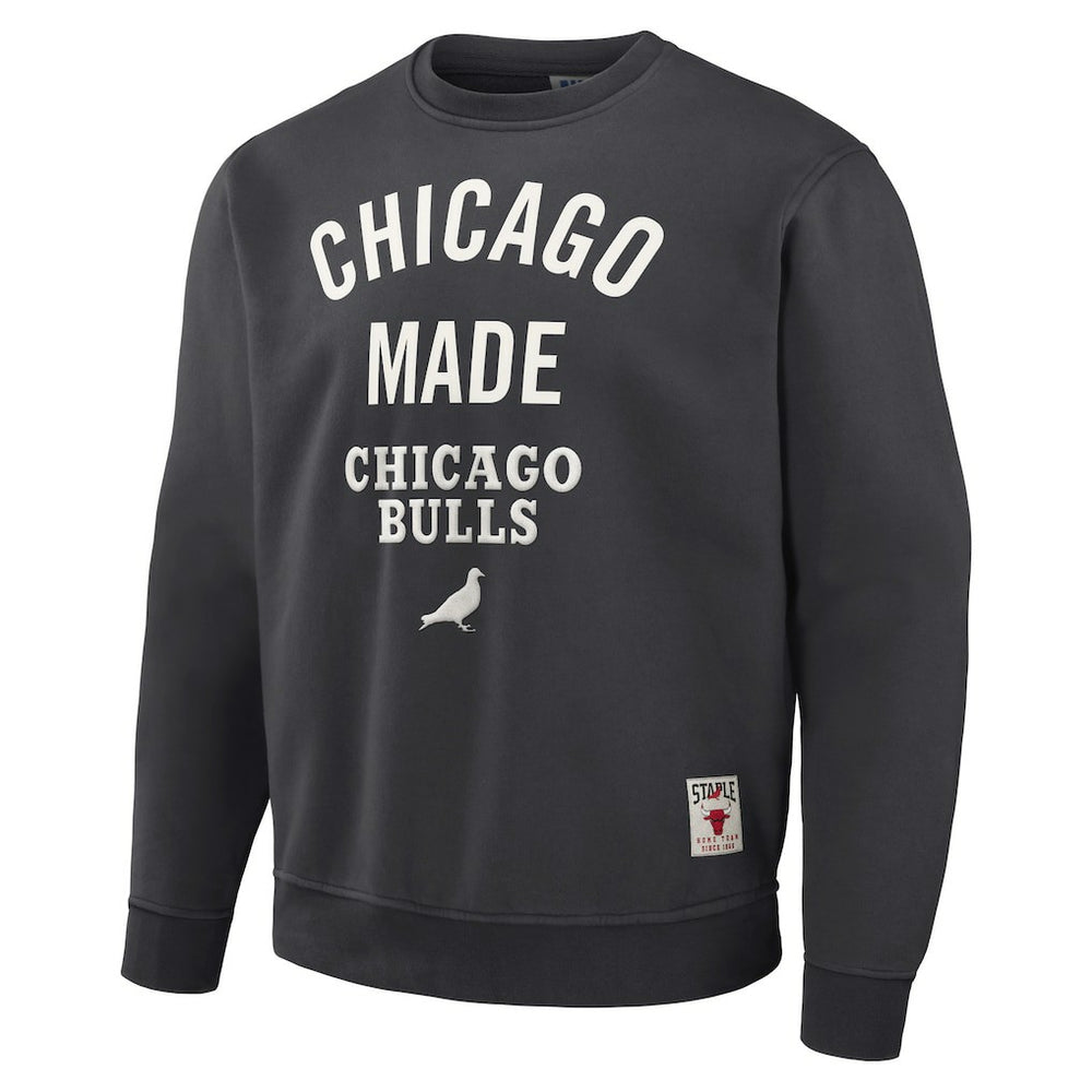 Chicago Bulls NBA x Staple Plush Pullover Sweatshirt Anthracite - NBA