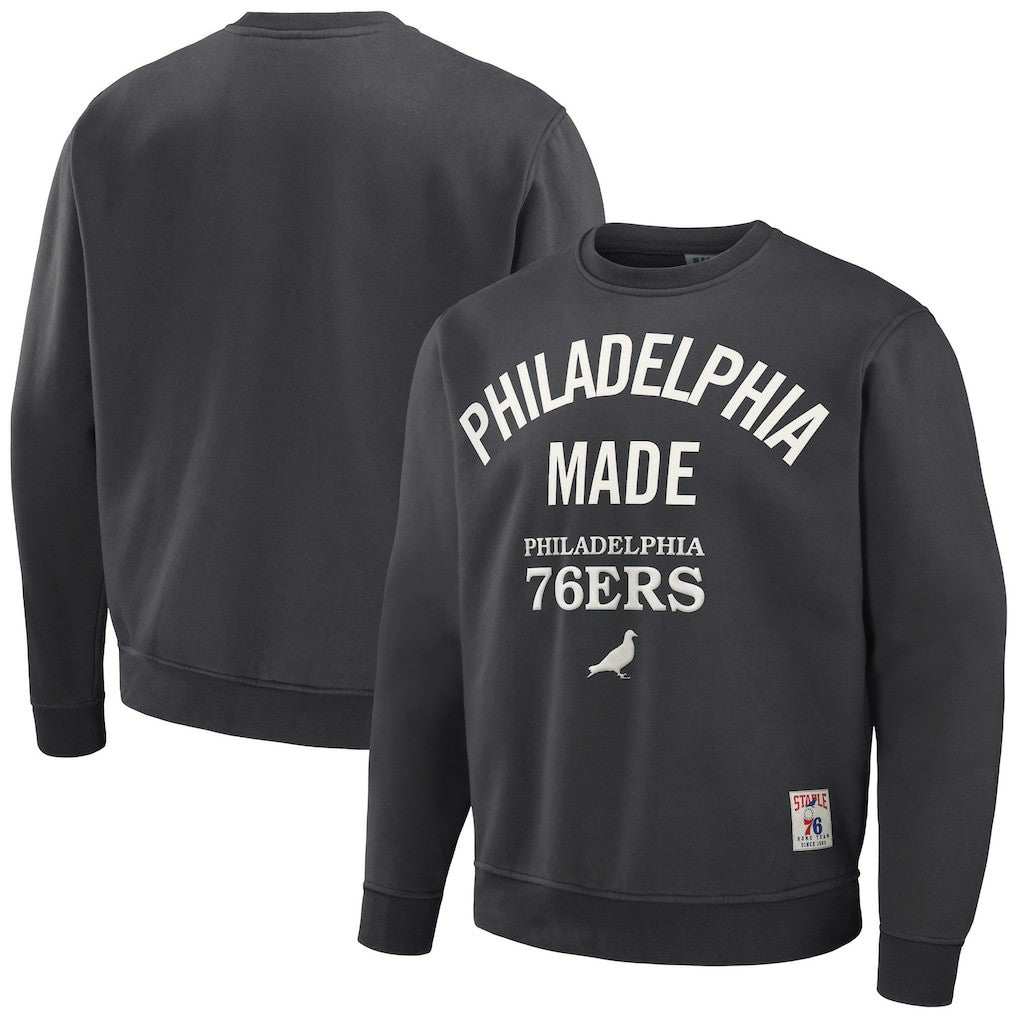 Philadelphia 76ers NBA x Staple Plush Pullover Sweatshirt Anthracite - NBA