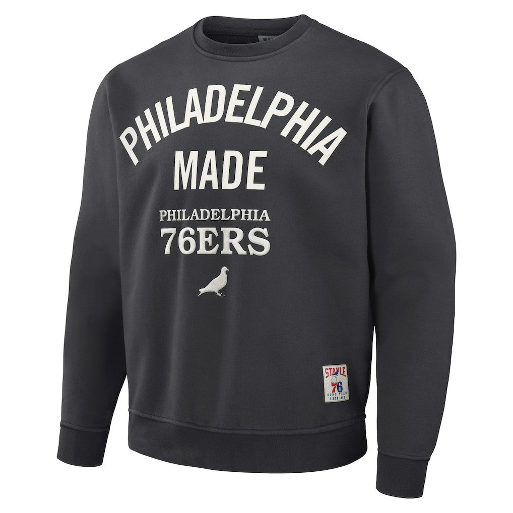 Philadelphia 76ers NBA x Staple Plush Pullover Sweatshirt Anthracite - NBA