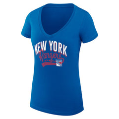 New York Rangers G-III 4Her by Carl Banks Women's Super-Slim Fit Lightweight Filigree Logo V-Neck T-Shirt – Blue - NHL