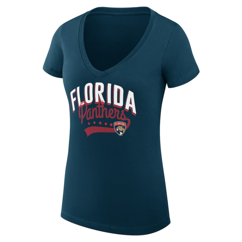 Florida Panthers G-III 4Her by Carl Banks Women's Super-Slim Fit Lightweight Filigree Logo V-Neck T-Shirt – Navy - NHL
