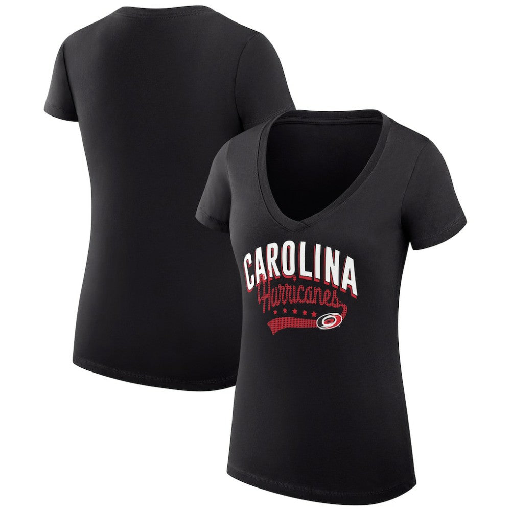 Carolina Hurricanes G-III 4Her by Carl Banks Women's Super-Slim Fit Lightweight Filigree Logo V-Neck T-Shirt – Black - NHL