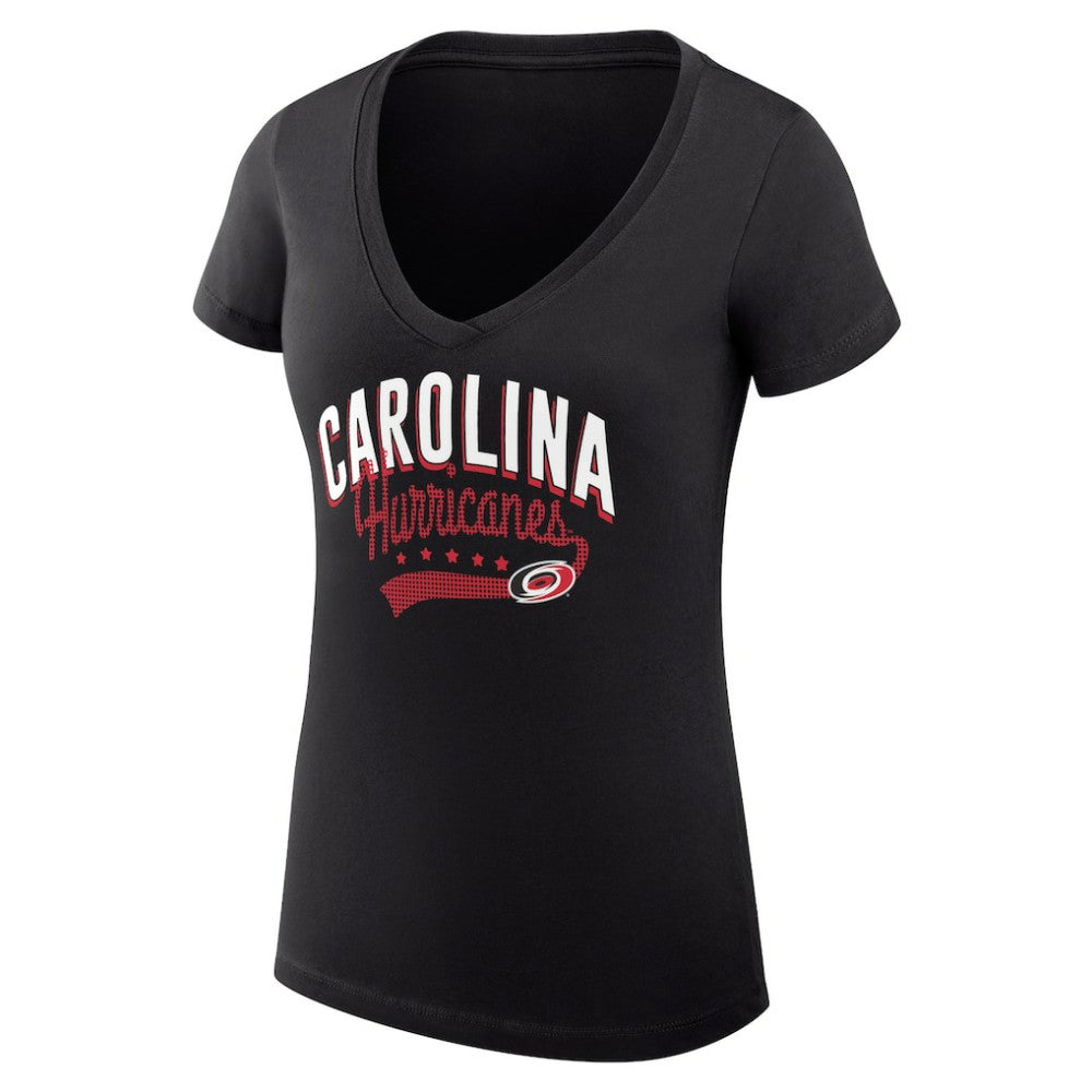 Carolina Hurricanes G-III 4Her by Carl Banks Women's Super-Slim Fit Lightweight Filigree Logo V-Neck T-Shirt – Black - NHL