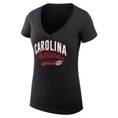 Carolina Hurricanes G-III 4Her by Carl Banks Women's Super-Slim Fit Lightweight Filigree Logo V-Neck T-Shirt – Black - NHL