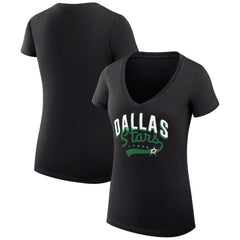 Dallas Stars G-III 4Her by Carl Banks Women's Super-Slim Fit Lightweight Filigree Logo V-Neck T-Shirt – Black - NHL