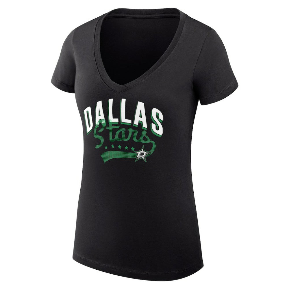 Dallas Stars G-III 4Her by Carl Banks Women's Super-Slim Fit Lightweight Filigree Logo V-Neck T-Shirt – Black - NHL