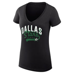 Dallas Stars G-III 4Her by Carl Banks Women's Super-Slim Fit Lightweight Filigree Logo V-Neck T-Shirt – Black - NHL
