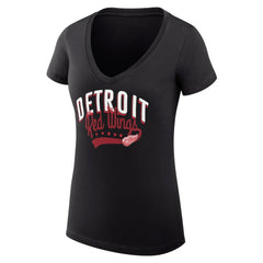 Detroit Red Wings G-III 4Her by Carl Banks Women's Super-Slim Fit Lightweight Filigree Logo V-Neck T-Shirt – Black - NHL