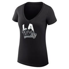 Los Angeles Kings G-III 4Her by Carl Banks Women's Super-Slim Fit Lightweight Filigree Logo V-Neck T-Shirt – Black - NHL