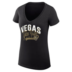 Vegas Golden Knights G-III 4Her by Carl Banks Women's Super-Slim Fit Lightweight Filigree Logo V-Neck T-Shirt – Black - NHL