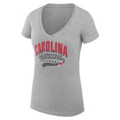 Carolina Hurricanes G-III 4Her by Carl Banks Women's Super-Slim Fit Lightweight Filigree Logo V-Neck T-Shirt – Gray - NHL