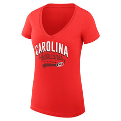Carolina Hurricanes G-III 4Her by Carl Banks Women's Super-Slim Fit Lightweight Filigree Logo V-Neck T-Shirt – Red - NHL