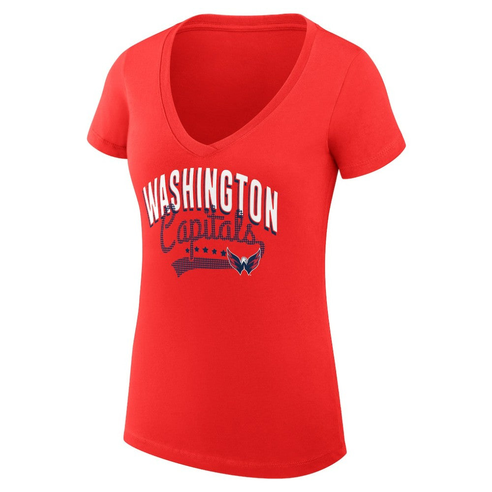 Washington Capitals G-III 4Her by Carl Banks Women's Super-Slim Fit Lightweight Filigree Logo V-Neck T-Shirt – Red - NHL