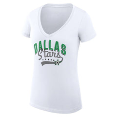 Dallas Stars G-III 4Her by Carl Banks Women's Super-Slim Fit Lightweight Filigree Logo V-Neck T-Shirt – White - NHL