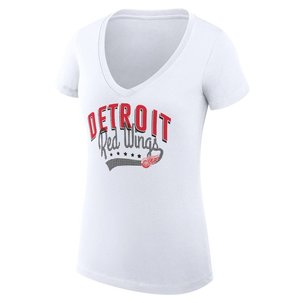 Detroit Red Wings G-III 4Her by Carl Banks Women's Super-Slim Fit Lightweight Filigree Logo V-Neck T-Shirt – White - NHL