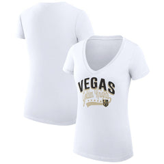 Vegas Golden Knights G-III 4Her by Carl Banks Women's Super-Slim Fit Lightweight Filigree Logo V-Neck T-Shirt – White - NHL