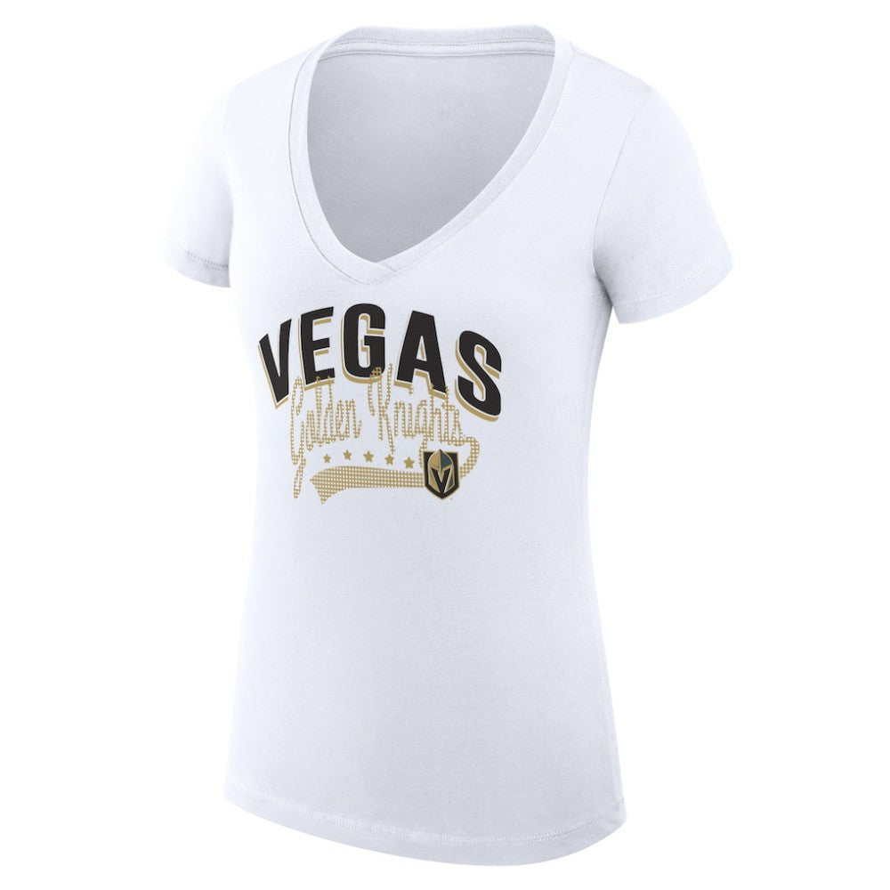 Vegas Golden Knights G-III 4Her by Carl Banks Women's Super-Slim Fit Lightweight Filigree Logo V-Neck T-Shirt – White - NHL