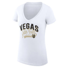 Vegas Golden Knights G-III 4Her by Carl Banks Women's Super-Slim Fit Lightweight Filigree Logo V-Neck T-Shirt – White - NHL