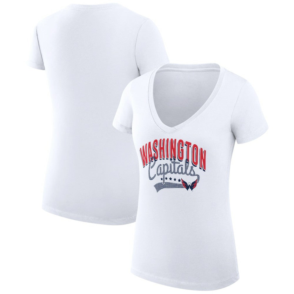 Washington Capitals G-III 4Her by Carl Banks Women's Super-Slim Fit Lightweight Filigree Logo V-Neck T-Shirt – White - NHL