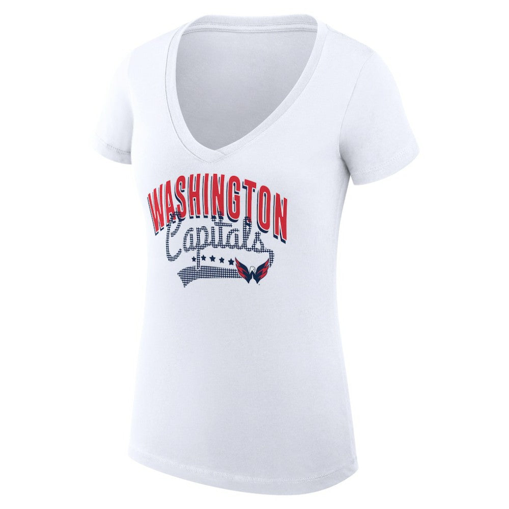 Washington Capitals G-III 4Her by Carl Banks Women's Super-Slim Fit Lightweight Filigree Logo V-Neck T-Shirt – White - NHL