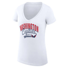 Washington Capitals G-III 4Her by Carl Banks Women's Super-Slim Fit Lightweight Filigree Logo V-Neck T-Shirt – White - NHL