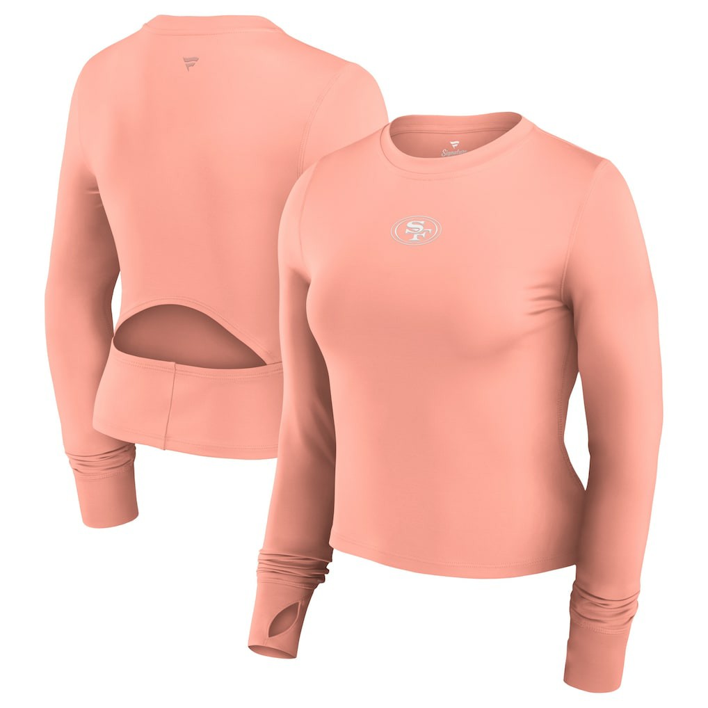 San Francisco 49ers Women's Studio Fitted Long Sleeve Gym Top Coral | Fanatics
