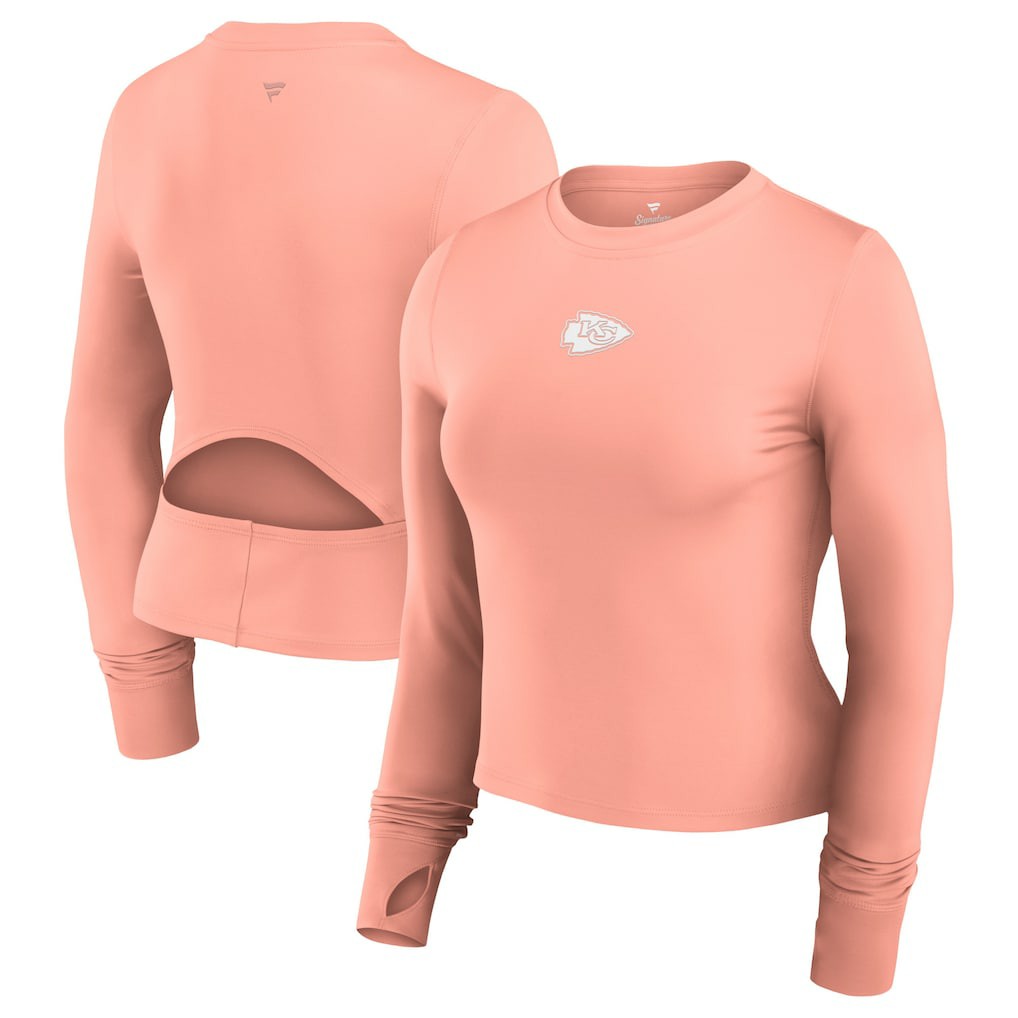Kansas City Chiefs Women's Studio Fitted Long Sleeve Gym Top Coral | Fanatics