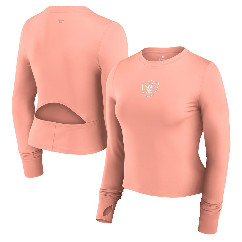Las Vegas Raiders Women's Studio Fitted Long Sleeve Gym Top Coral | Fanatics