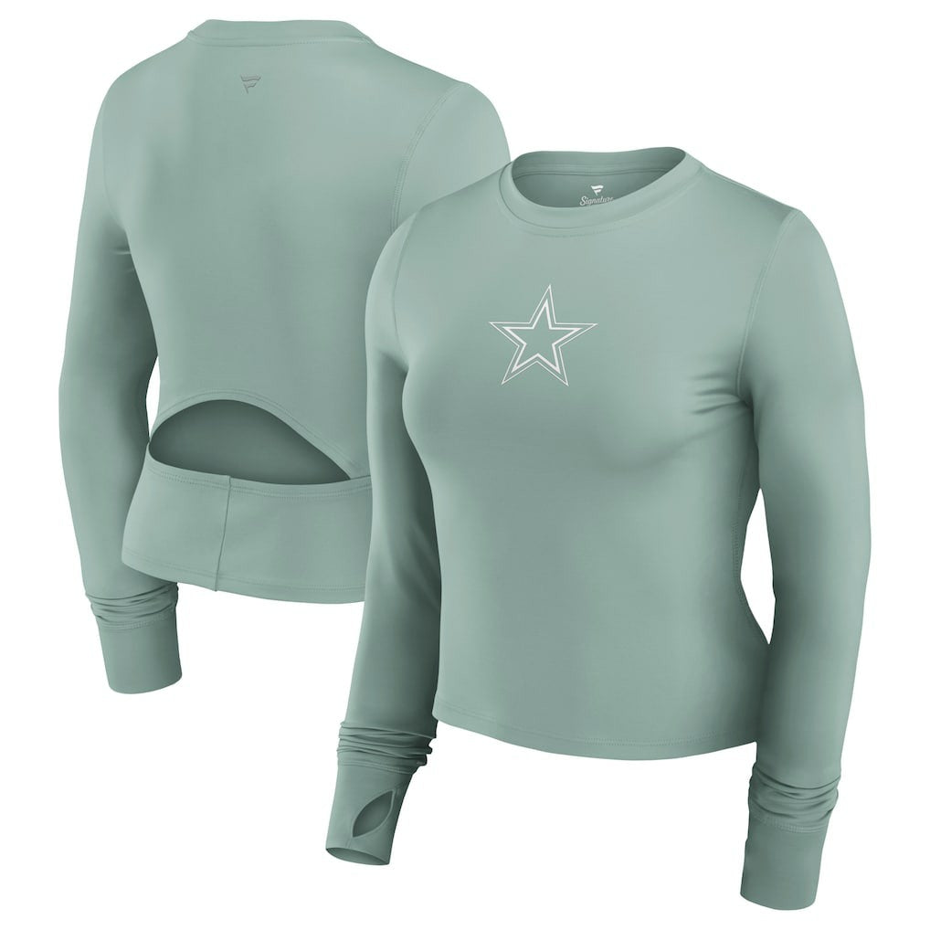 Dallas Cowboys Women's Studio Fitted Long Sleeve Gym Top Green | Fanatics