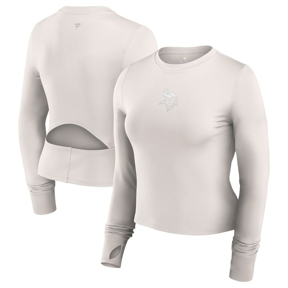 Minnesota Vikings Women's Studio Fitted Long Sleeve Gym Top White | Fanatics
