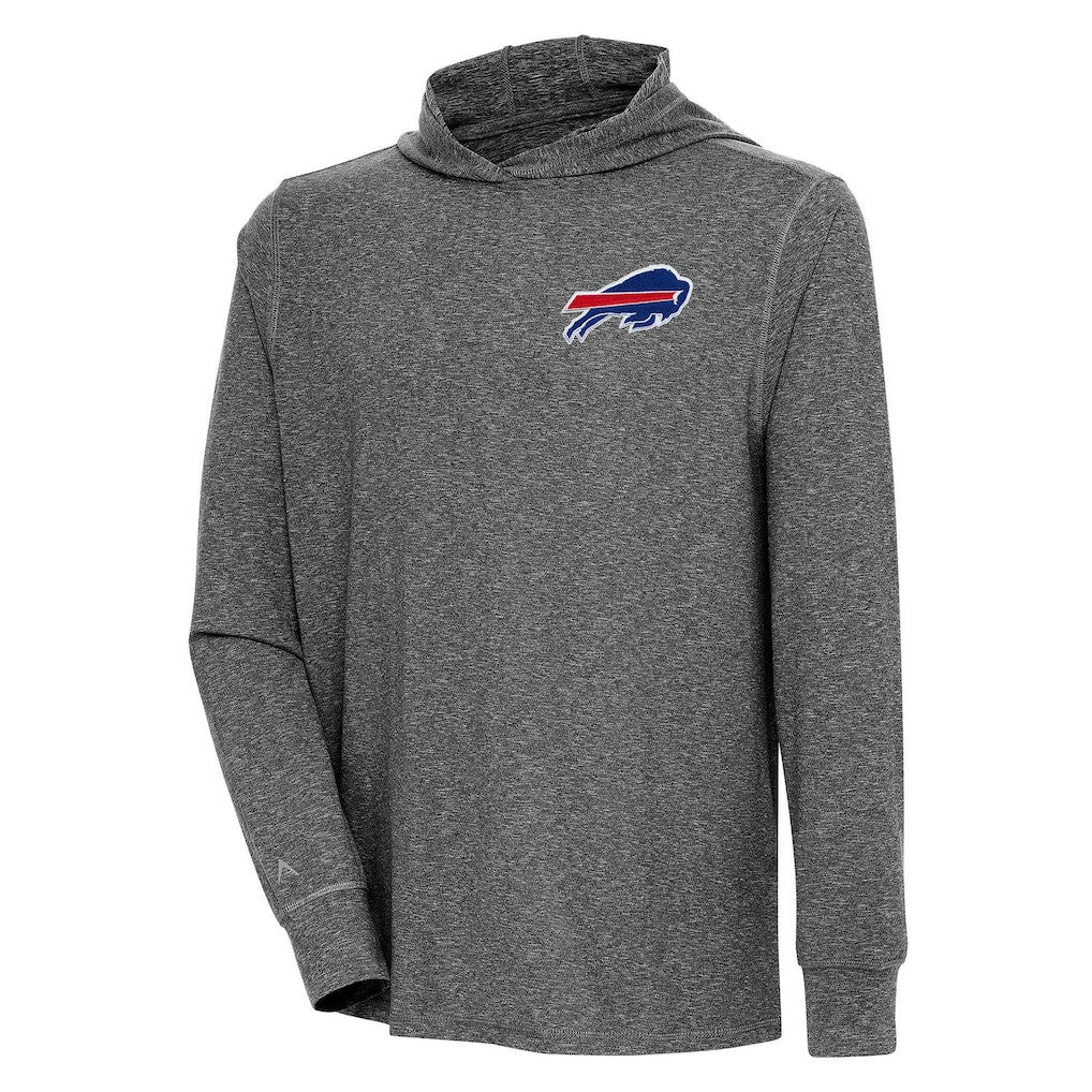 Buffalo Bills Antigua Saga Long Sleeve Hoodie T-Shirt Heather Black | NFL