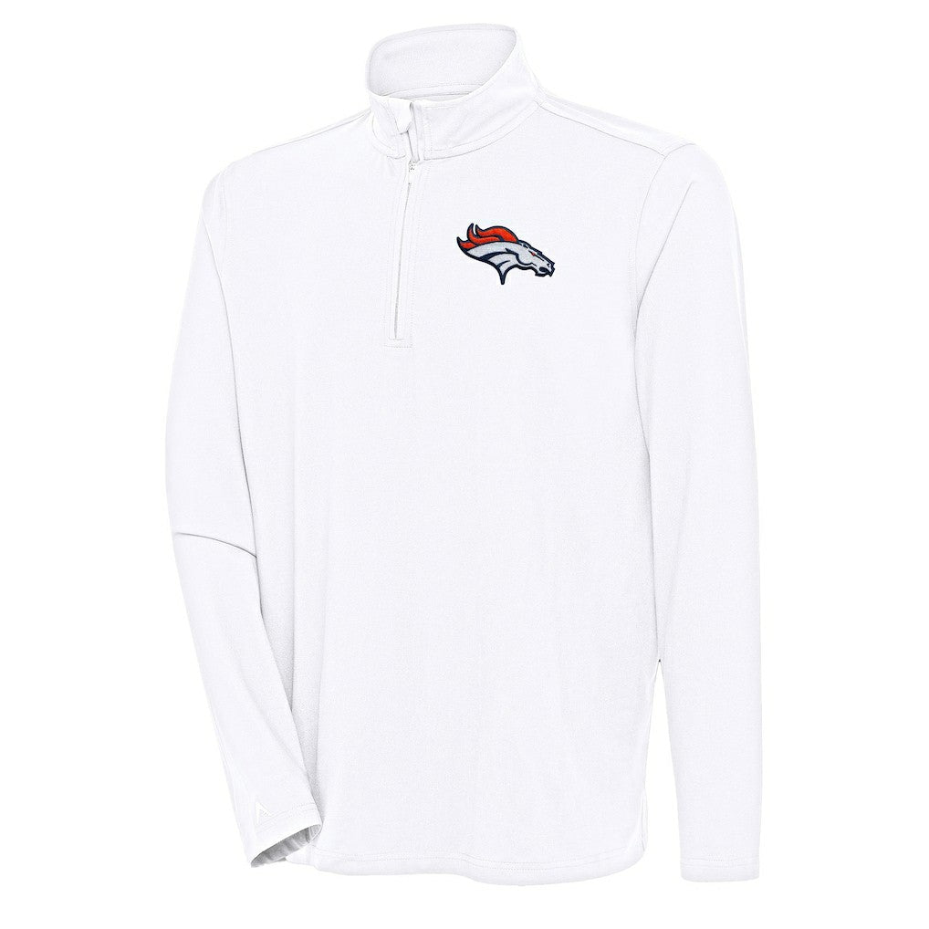 Denver Broncos Antigua Hunk Quarter-Zip Pullover Top White | NFL