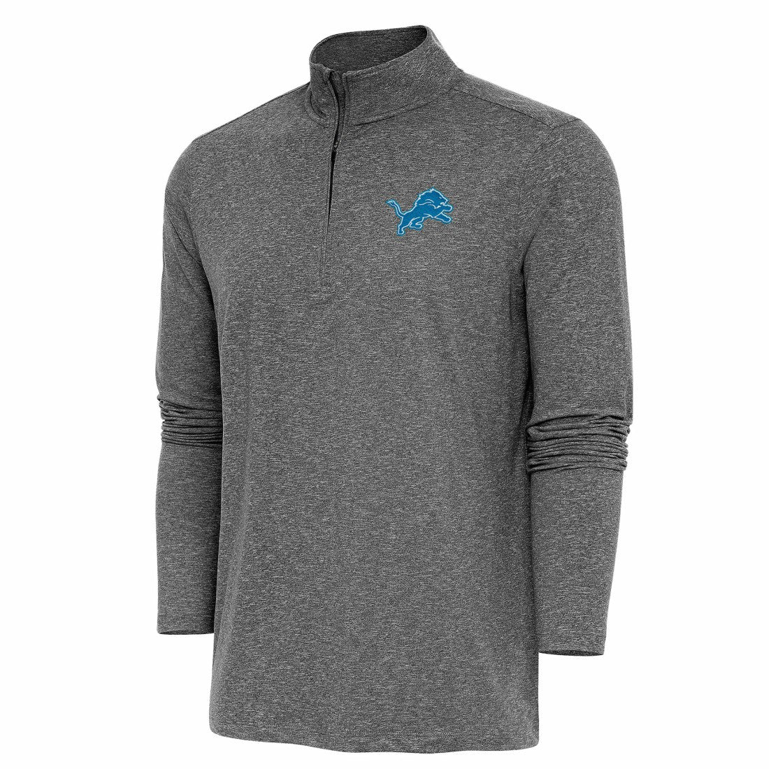 Detroit Lions Antigua Hunk Quarter-Zip Pullover Top Heather Black | NFL