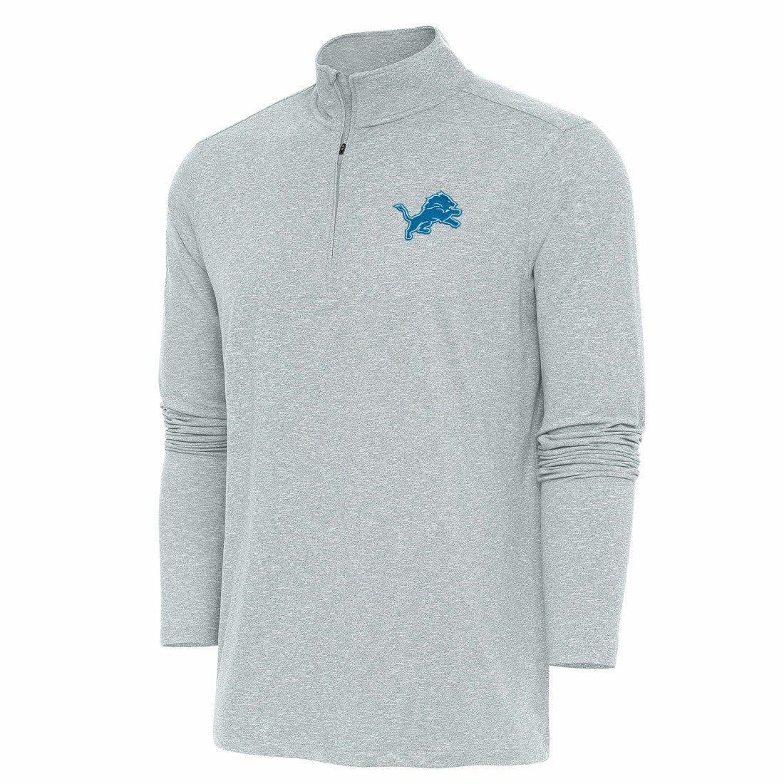 Detroit Lions Antigua Hunk Quarter-Zip Pullover Top Heather Gray | NFL