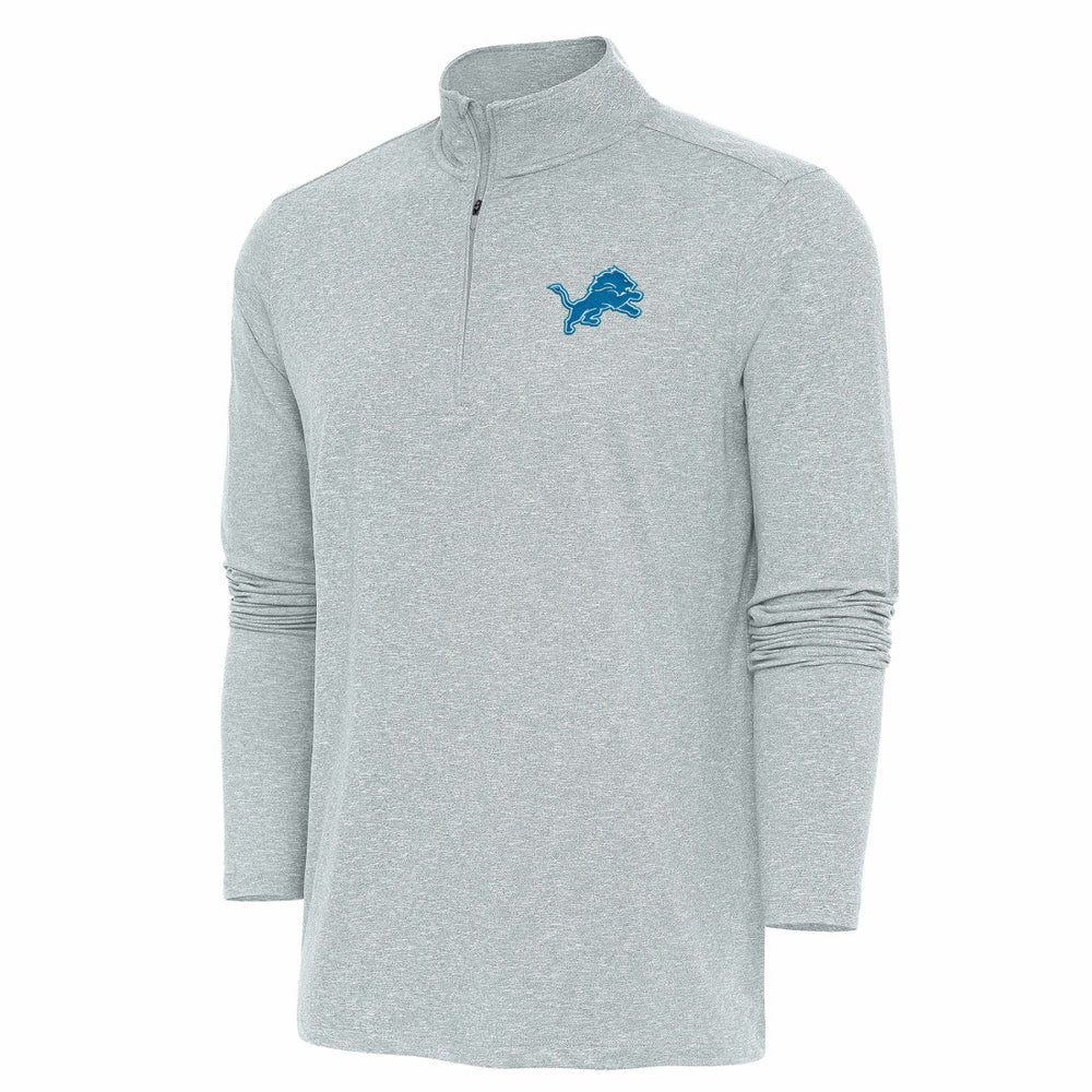Detroit Lions Antigua Hunk Quarter-Zip Pullover Top Heather Gray | NFL