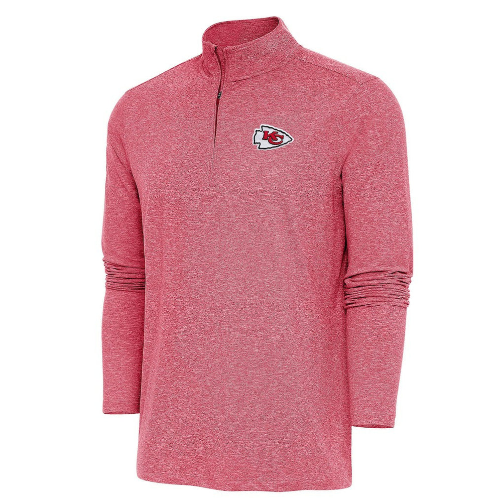 Kansas City Chiefs Antigua Hunk Quarter-Zip Pullover Top Heather Red | NFL