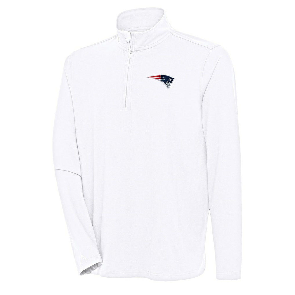 New England Patriots Antigua Hunk Quarter-Zip Pullover Top White | NFL