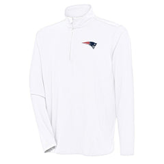 New England Patriots Antigua Hunk Quarter-Zip Pullover Top White | NFL