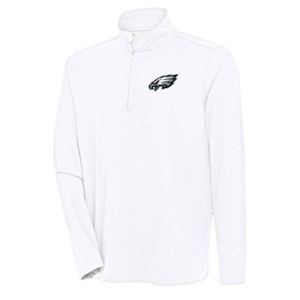 Philadelphia Eagles Antigua Hunk Quarter-Zip Pullover Top White | NFL