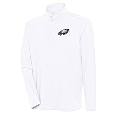 Philadelphia Eagles Antigua Hunk Quarter-Zip Pullover Top White | NFL